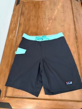 Patagonia Gray Board Shorts with Aqua Waistband Size 30